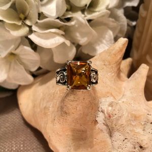 Sterling silver ring with topaz colored stone